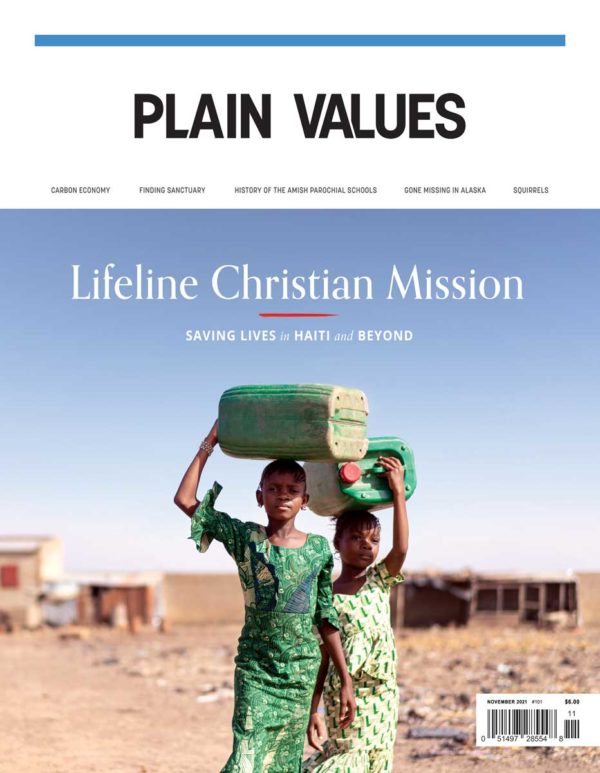 Front cover of November 2021 Plain Values magazine.