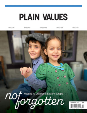 Young boy in blue shirt, smiling and holding hands with his sister in a green dress iwth 6 large buttons.