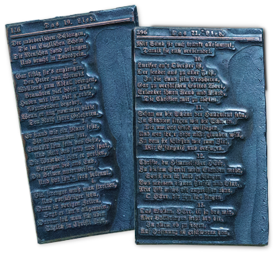 90 year old printing plates for the Ausbund