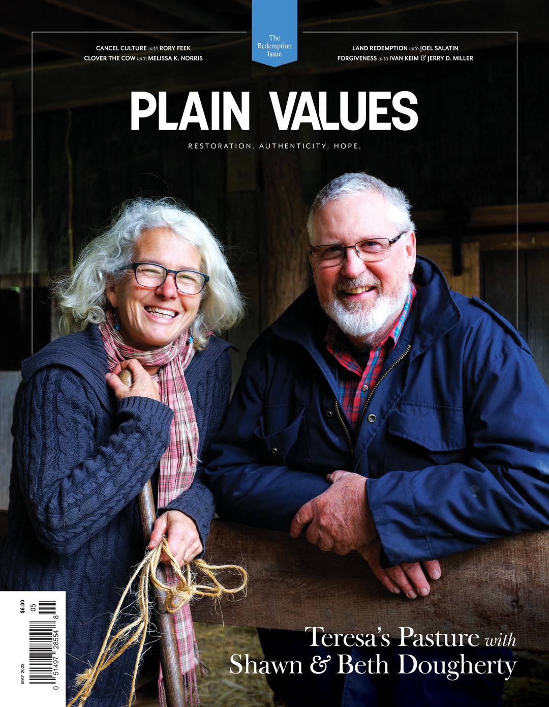 Shawn & Beth Dougherty on the May 2023 Plain Values Cover